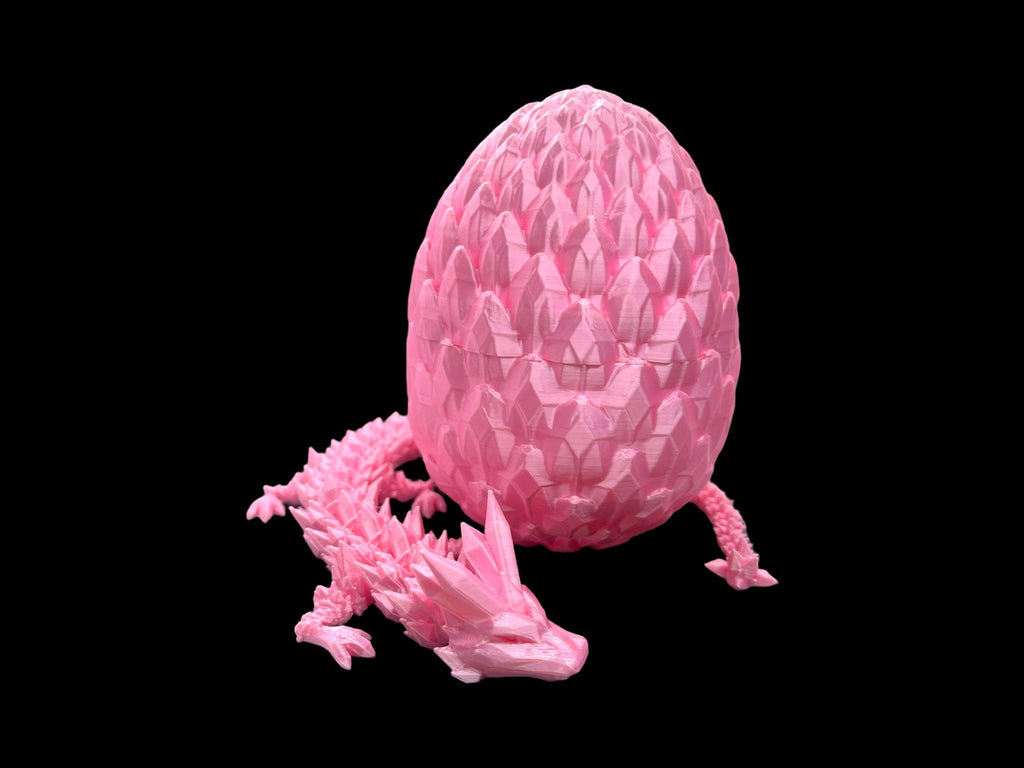 3D printed crystal dragon in shiny silk pink colour
