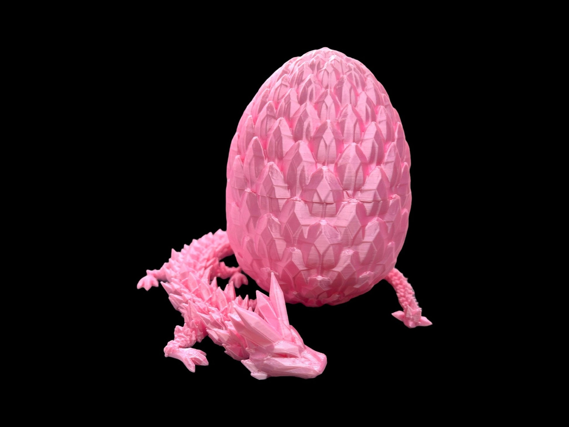 3D printed crystal dragon in shiny silk pink colour