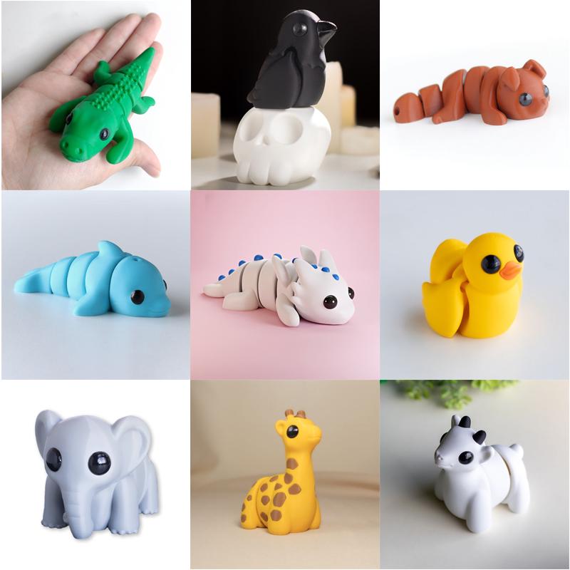 Baby Crocodile, Baby Crow, Baby Dog, Baby Dolphin, Baby Dragon, Baby Duck, Baby Elephant, Baby Giraffe, Baby Goat – Various mini animal figures.