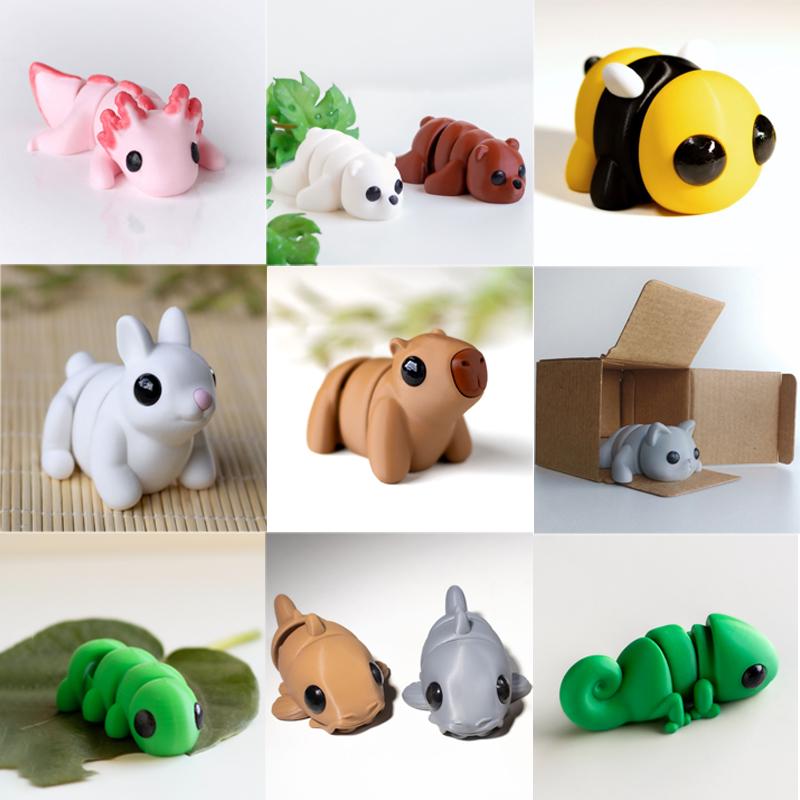 Baby Axolotl, Baby Bear, Baby Bee, Baby Bunny, Baby Capybara, Baby Cat, Baby Caterpillar, Baby Catfish, Baby Chameleon – Cute 60mm animal figurines.