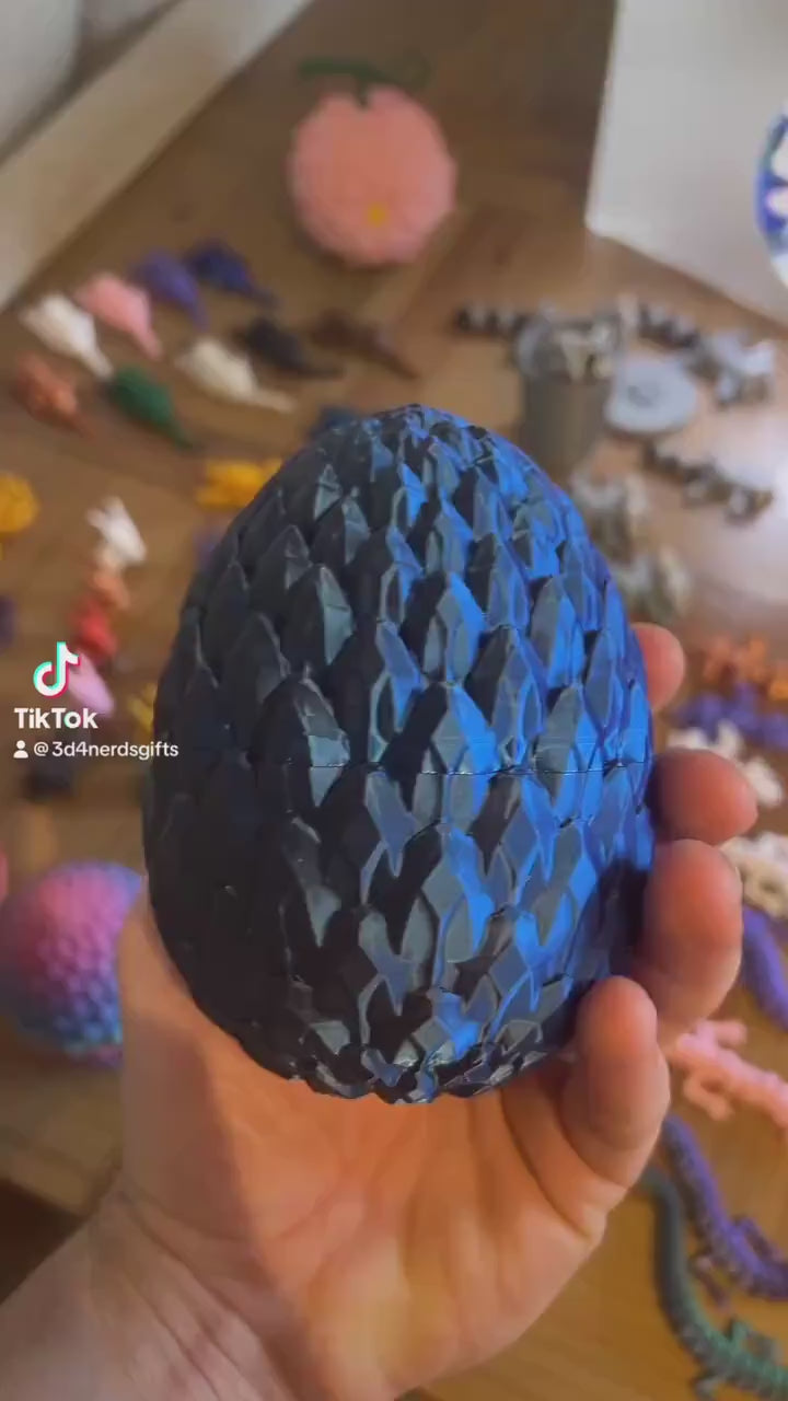 Articulated Dragon and Egg, 3D Printed Flexible Fidget Toy | Desk Toy | Home Decor | Sensory Toy | Gifts For Him / Her